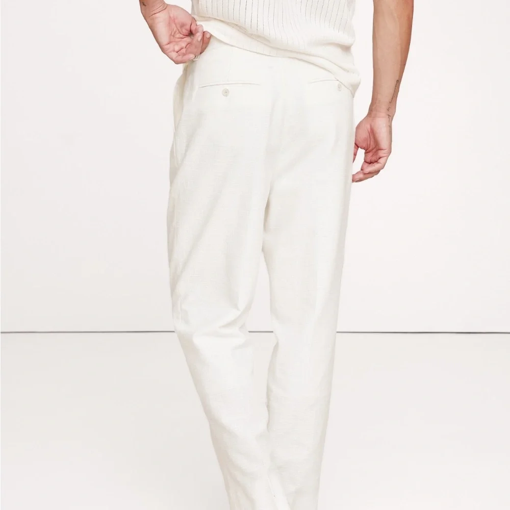 Banana Republic Men's Pleated Cotton-Linen Blend Suit Pant